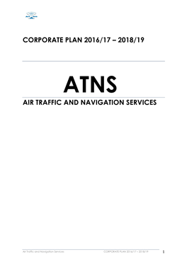 Corporate Plan 2016/17 – 2018/19 Air Traffic and Navigation Services