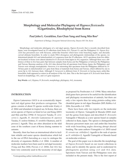 Morphology and Molecular Phylogeny of Hypnea Flexicaulis (Gigartinales, Rhodophyta) from Korea