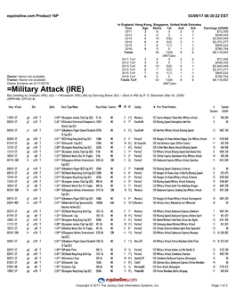 =Military Attack (IRE) Bay Gelding by Oratorio (IRE) (02) -- =Almaaseh (IRE) (88) by Dancing Brave (83) -- Bred in IRE by P