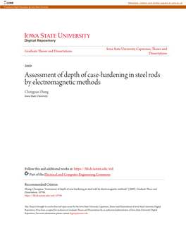 Assessment of Depth of Case-Hardening in Steel Rods by Electromagnetic Methods Chongxue Zhang Iowa State University