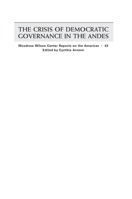 The Crisis of Democratic Governance in the Andes