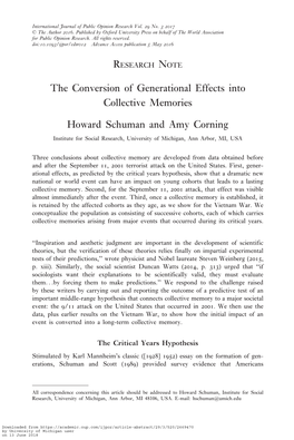 The Conversion of Generational Effects Into Collective Memories