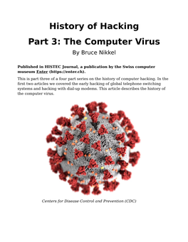 History of Hacking Part 3: the Computer Virus by Bruce Nikkel