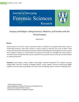 Autopsy and Religion: Aiding Forensics, Medicine, and Families with the Virtual Autopsy