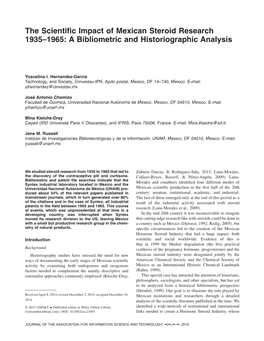 The Scientific Impact of Mexican Steroid Research 19351965: A