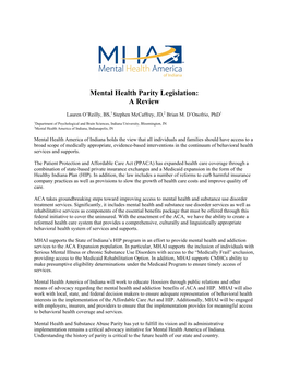 Mental Health Parity Legislation: a Review