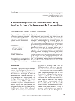 A Rare Branching Pattern of a Middle Mesenteric Artery Supplying the Head of the Pancreas and the Transverse Colon