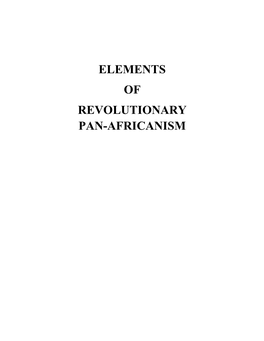Elements of Revolutionary Pan-Africanism