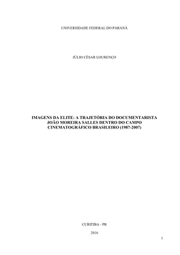 Imagens Da Elite: a Trajetória Do Documentarista João Moreira Salles Dentro Do Campo Cinematográfico Brasileiro (1987-2007)