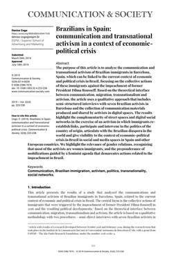 Communication and Transnational Activism in a Context of Economic-Political Crisis