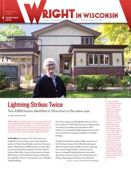 2016 Frank Lloyd Wright Wisconsin Member Newsletter Ertzberg Ark H © M