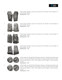 1 Archaic Greek, Hacksilber, Circa 5Th -3Rd Century BC. AR, Condition: Very Fine Weight: 12,3 Gram Diameter: 28,9 Mm Starting Price: 1 GBP