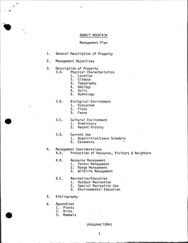 RABBIT MOUNTAIN Management Plan