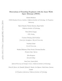 Observations of Transiting Exoplanets with the James Webb Space Telescope (JWST)