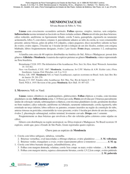 Mendonciaceae In: Wanderley, M.G.L., Shepherd, G.J., Melhem, T.S., Martins, S.E., Kirizawa, M., Giulietti, A.M