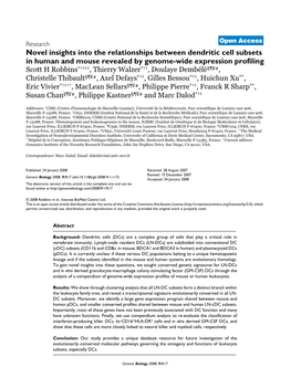 Novel Insights Into the Relationships Between Dendritic Cell Subsets in Human and Mouse Revealed by Genome-Wide Expression Profi