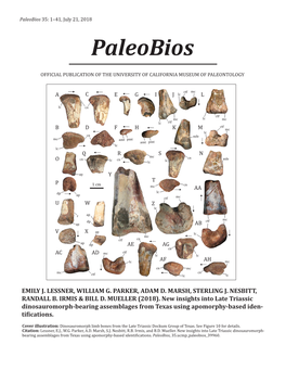 Paleobios 35: 1–41, July 21, 2018 Paleobios