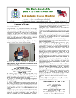 The Florida Society of the Sons of the American Revolution Fort Lauderdale Chapter Newsletter