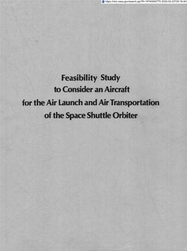 Feasibility Study to Consider an Aircraft for the Air Launch and Air