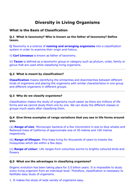 Diversity in Living Organisms