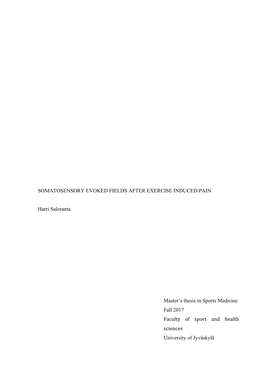 Somatosensory Evoked Fields After Exercise Induced Pain