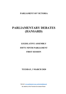 Legislative Assembly Hansard 3 March 2020