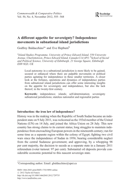 A Different Appetite for Sovereignty? Independence Movements In