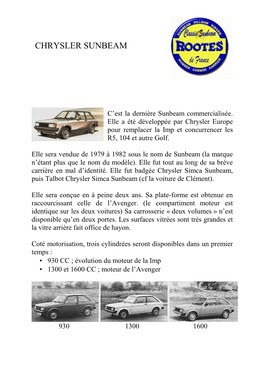 Histoire Sunbeam Lotus