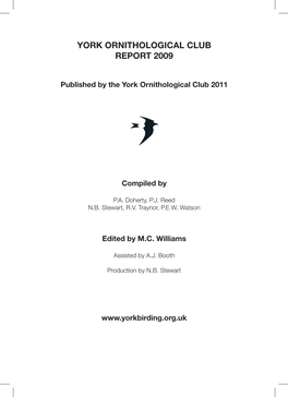 York Ornithological Club Report 2009
