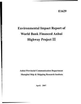 E1629 Environmental Impact Report of World Bank Financed Anhui