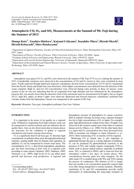 Atmospheric CO, O3, and SO2 Measurements at the Summit of Mt