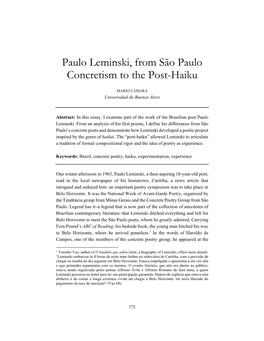 Paulo Leminski, from São Paulo Concretism to the Post-Haiku