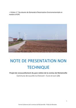 Note De Presentation Non Technique