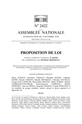 N° 2422 Assemblée Nationale Proposition De