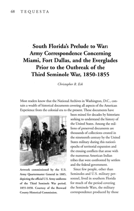 South Florida's Prelude to War: Army Correspondence Concerning Miami, Fort Dallas, and the Everglades Prior to the Outbreak of the Third Seminole War, 1850-1855