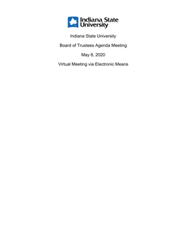 Indiana State University Board of Trustees Agenda Meeting May 8