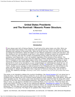 United States Presidents and the Illuminati / Masonic Power Structure
