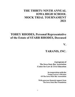 Rhodes V Taranis HSMT 2021