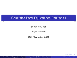 Countable Borel Equivalence Relations I