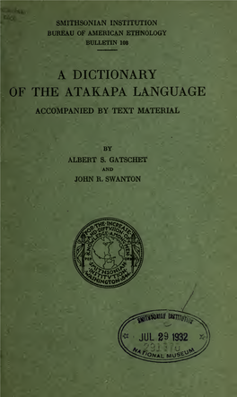 Of the Atakapa Language Accompanied by Text Material
