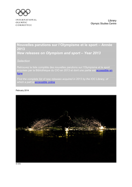 Année 2013 New Releases on Olympism and Sport – Year 2013