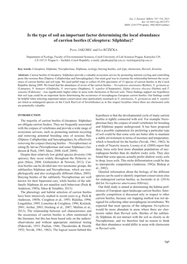 Is the Type of Soil an Important Factor Determining the Local Abundance of Carrion Beetles (Coleoptera: Silphidae)?