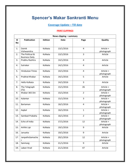 Spencer's Makar Sankranti Menu