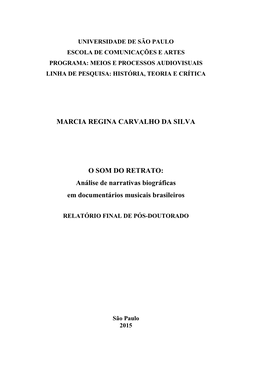 Projeto De Pós-Doutorado – Marcia Regina Carvalho Da Silva