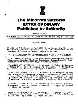 The Mlzoram Gazette EXTRA ORDINARY Pub1lshed. by Authority