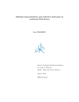 Minimal Representations and Reductive Dual Pairs in Conformal Field Theory