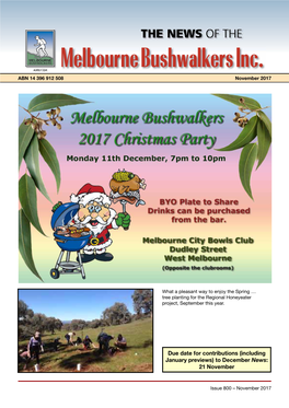Melbourne Bushwalkers Inc. ABN 14 396 912 508 November 2017