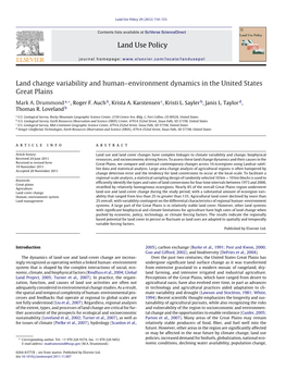 Land Change Variability and Human–Environment Dynamics in the United States Great Plains