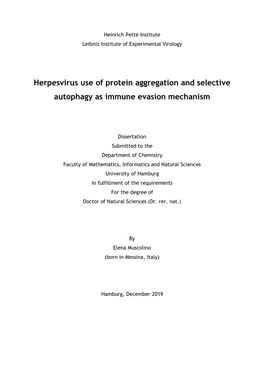 Herpesvirus Use of Protein Aggregation and Selective Autophagy As Immune Evasion Mechanism