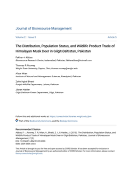 The Distribution, Population Status, and Wildlife Product Trade of Himalayan Musk Deer in Gilgit-Baltistan, Pakistan